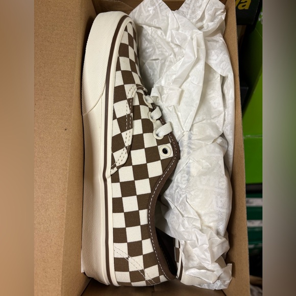 NIB Vans Authentic Brown/White Check Sneakers Size 6.5 - Picture 5 of 6